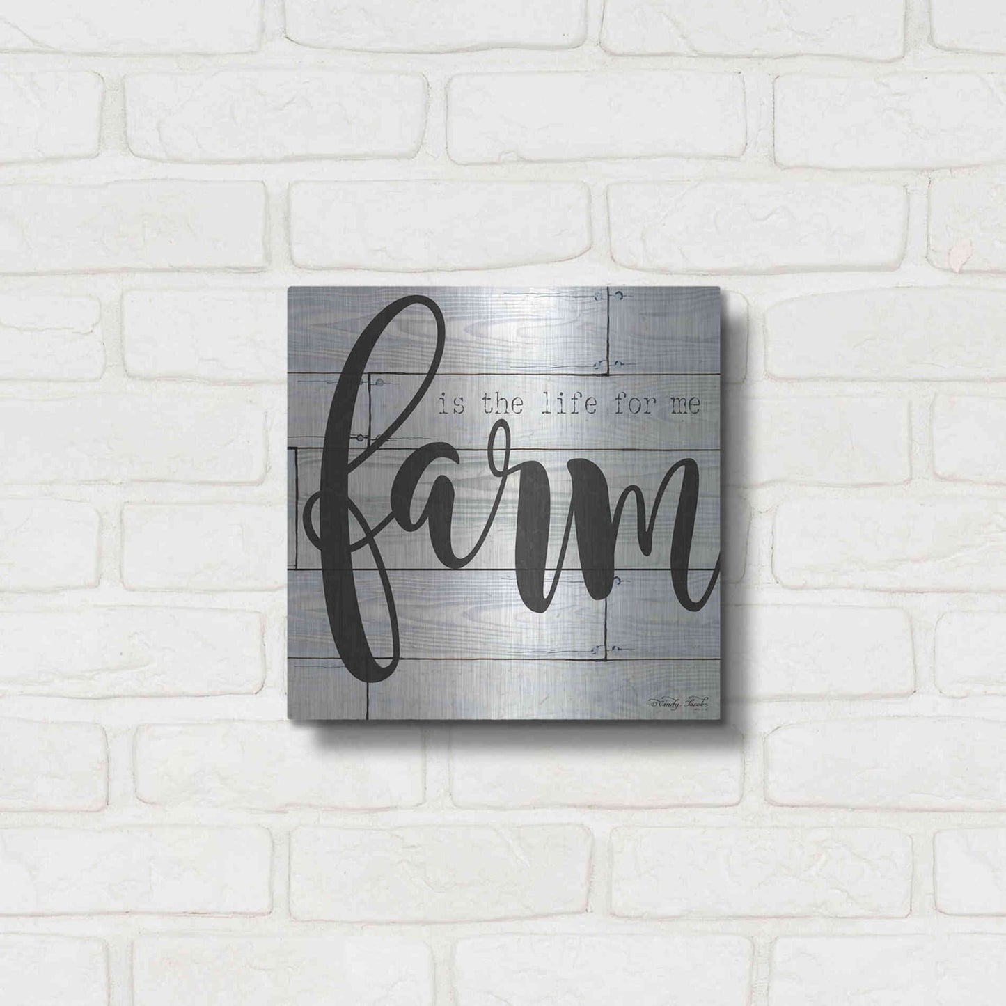 Luxe Metal Art 'Farm is the Life for Me' by Cindy Jacobs, Metal Wall Art,12x12