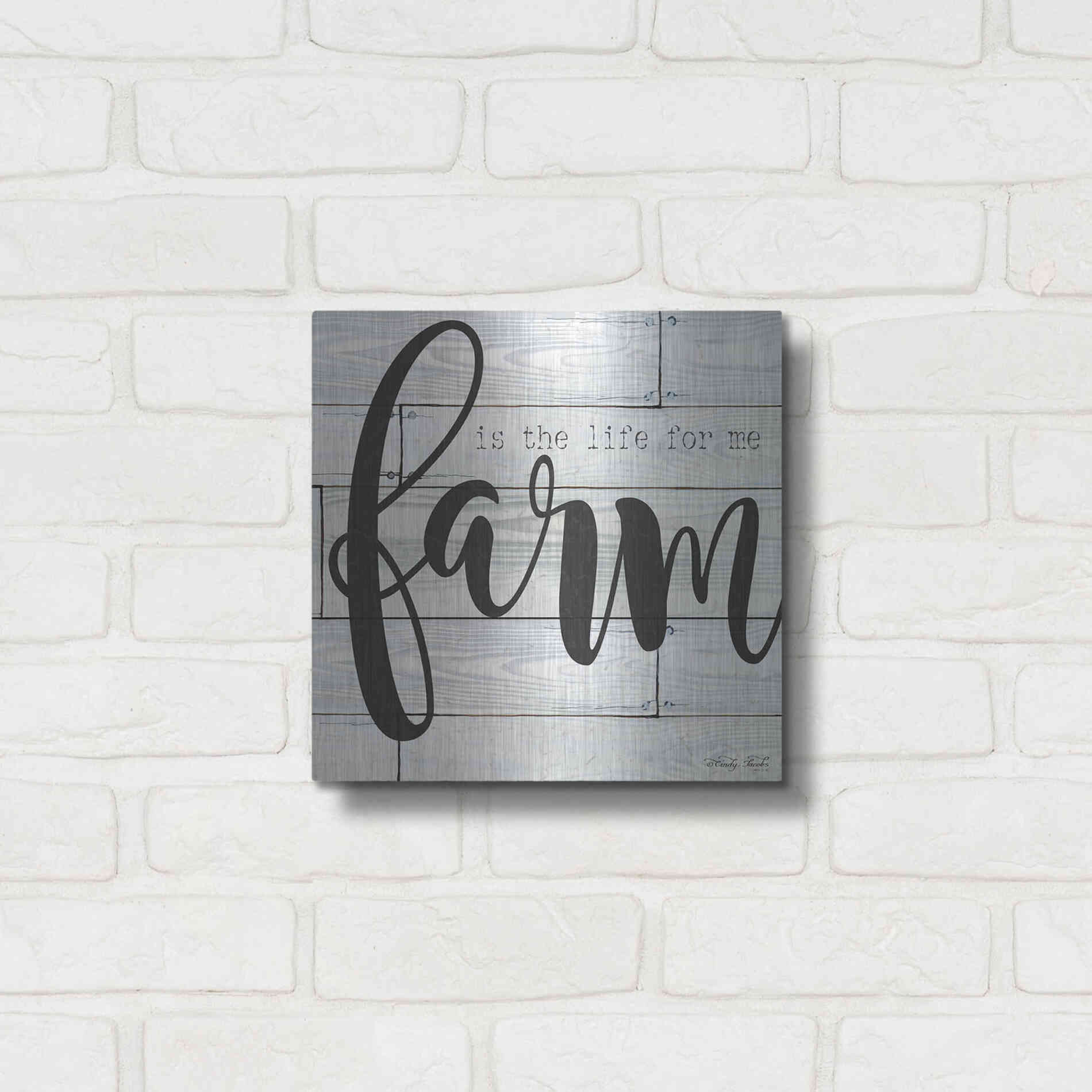 Luxe Metal Art 'Farm is the Life for Me' by Cindy Jacobs, Metal Wall Art,12x12