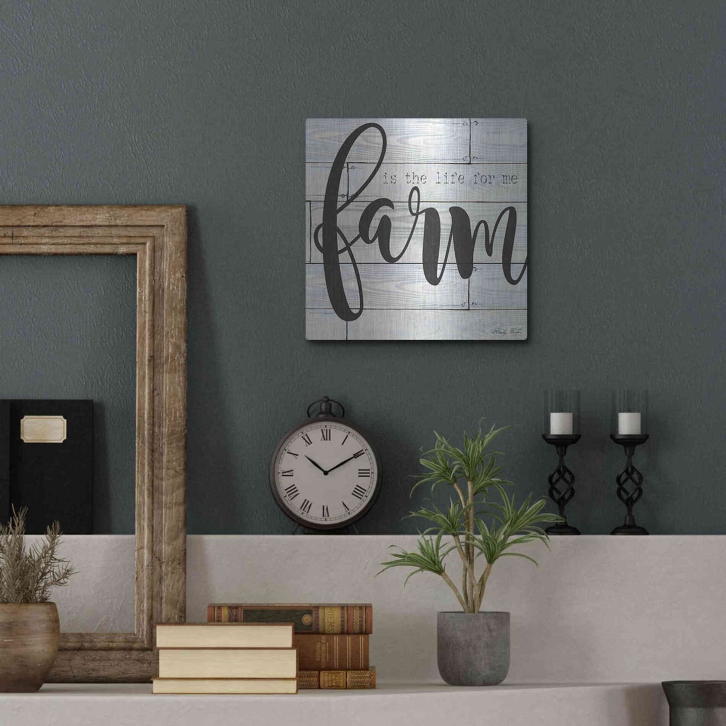 Luxe Metal Art 'Farm is the Life for Me' by Cindy Jacobs, Metal Wall Art,12x12