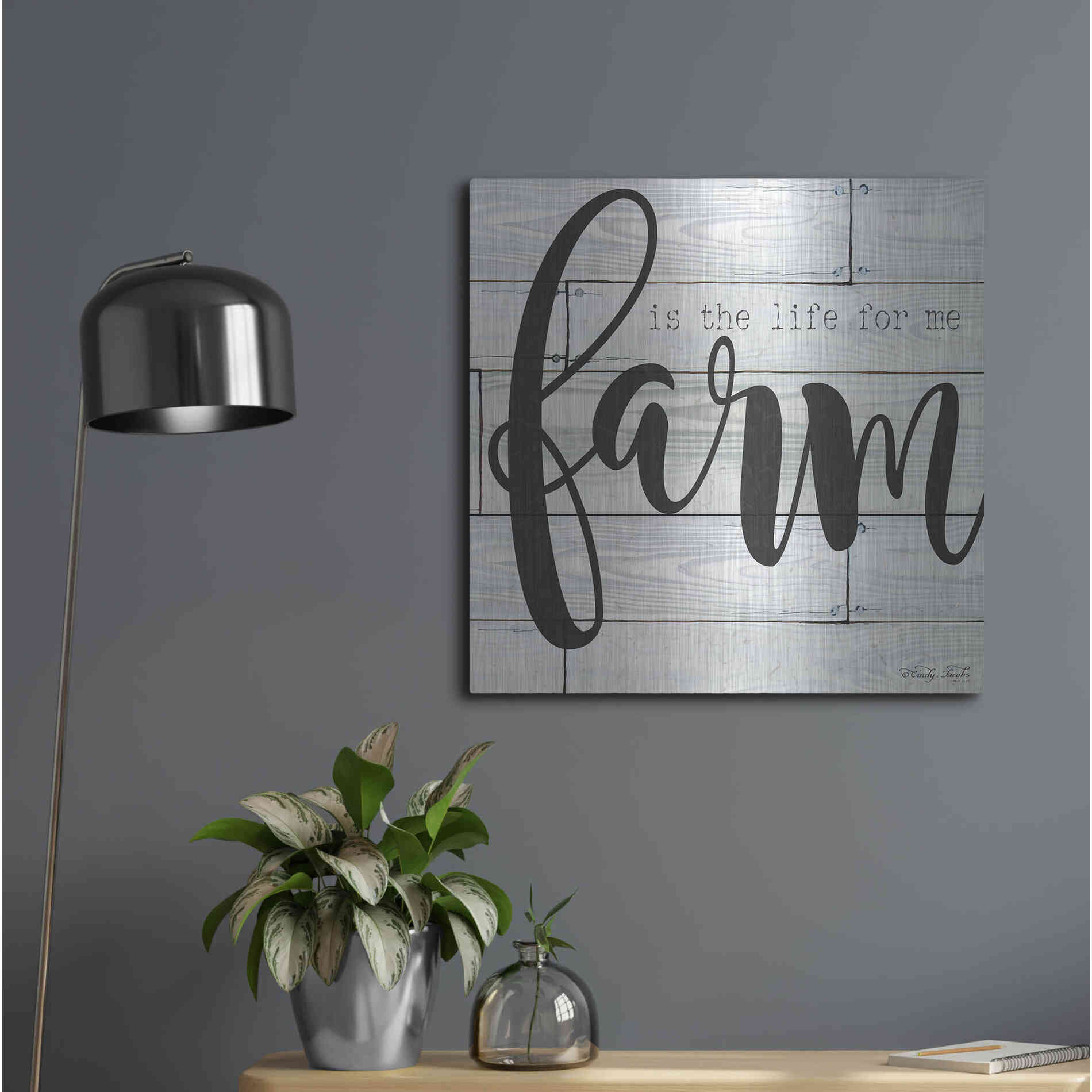 Luxe Metal Art 'Farm is the Life for Me' by Cindy Jacobs, Metal Wall Art,24x24