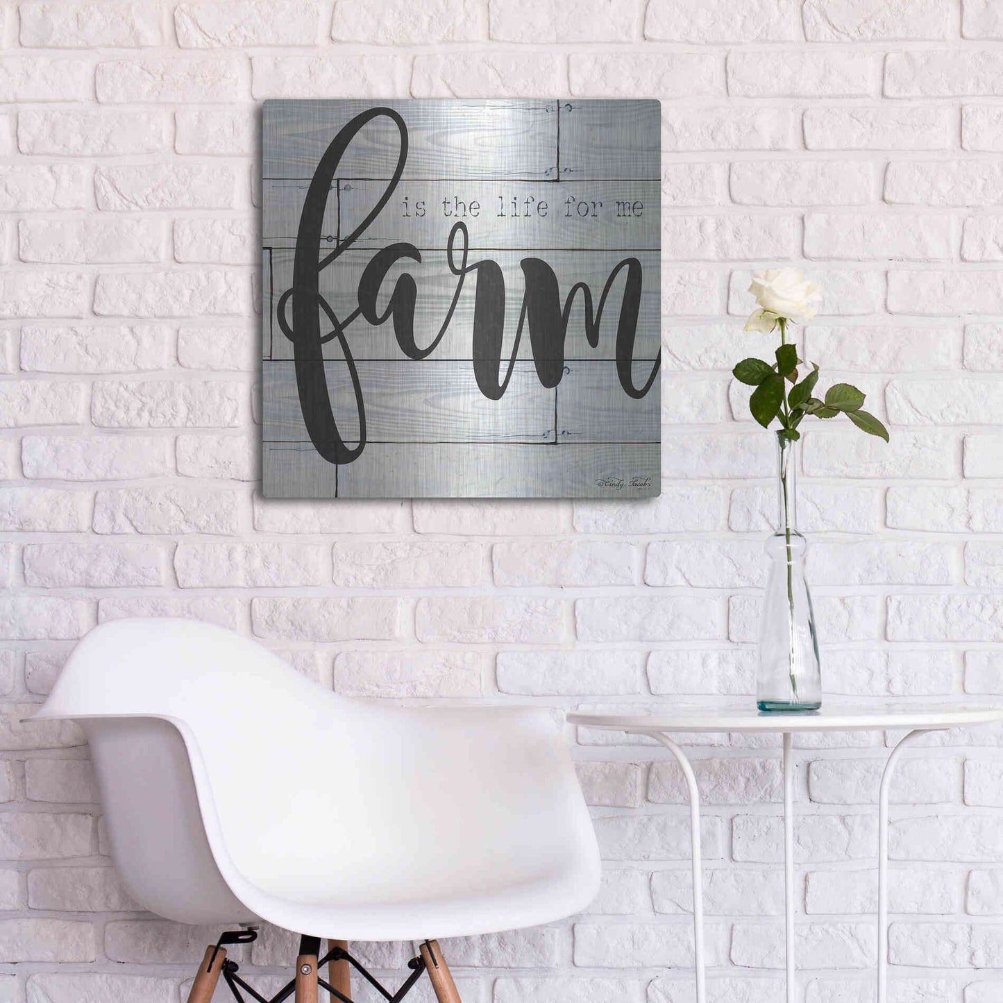 Luxe Metal Art 'Farm is the Life for Me' by Cindy Jacobs, Metal Wall Art,24x24