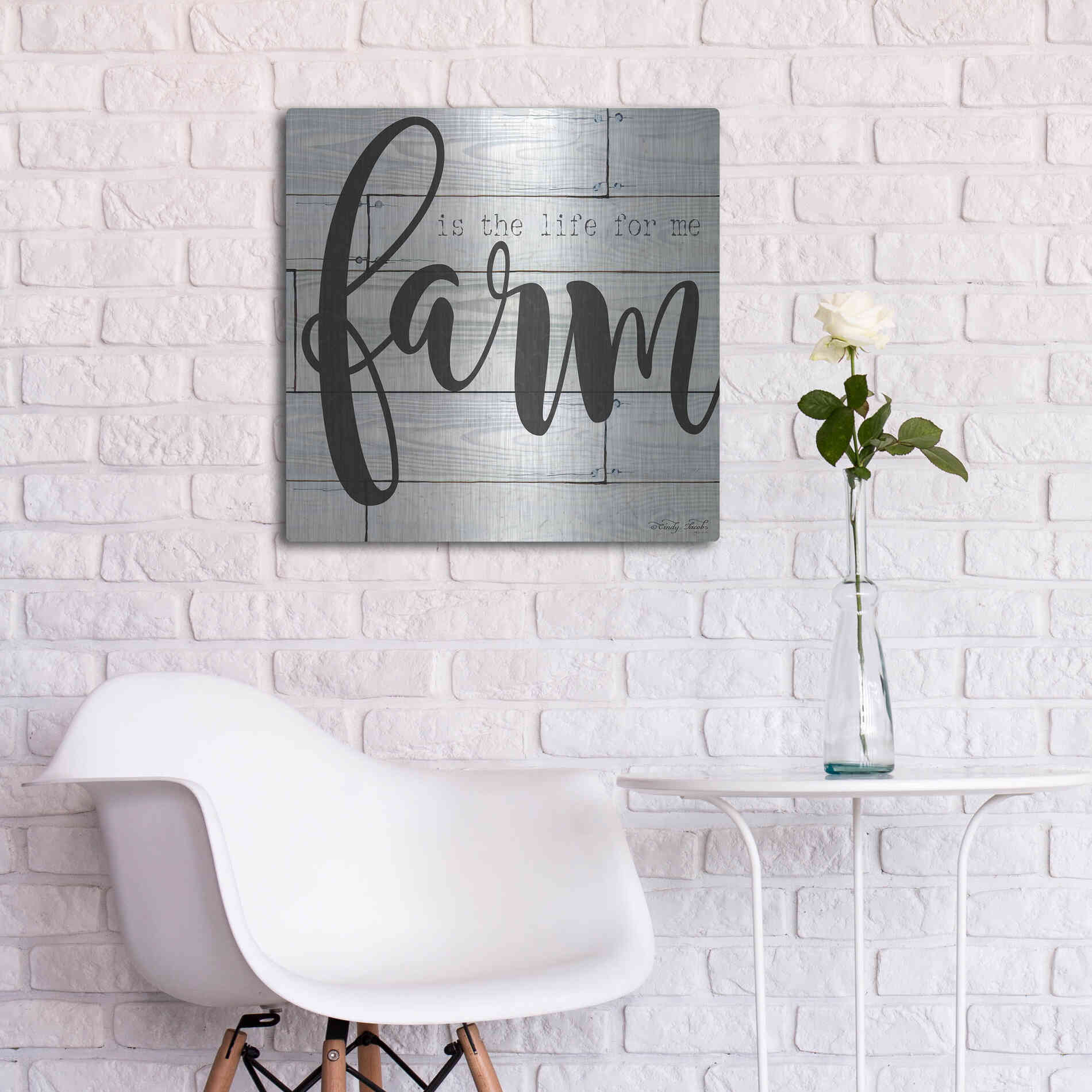 Luxe Metal Art 'Farm is the Life for Me' by Cindy Jacobs, Metal Wall Art,24x24