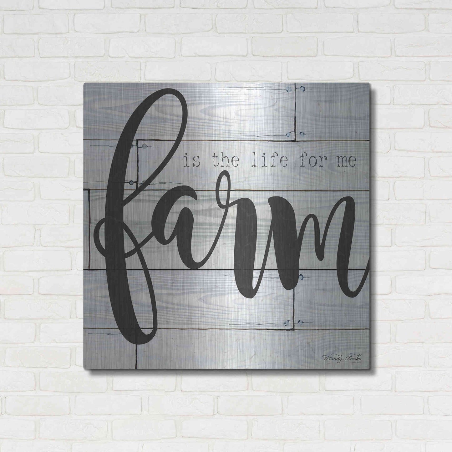 Luxe Metal Art 'Farm is the Life for Me' by Cindy Jacobs, Metal Wall Art,36x36