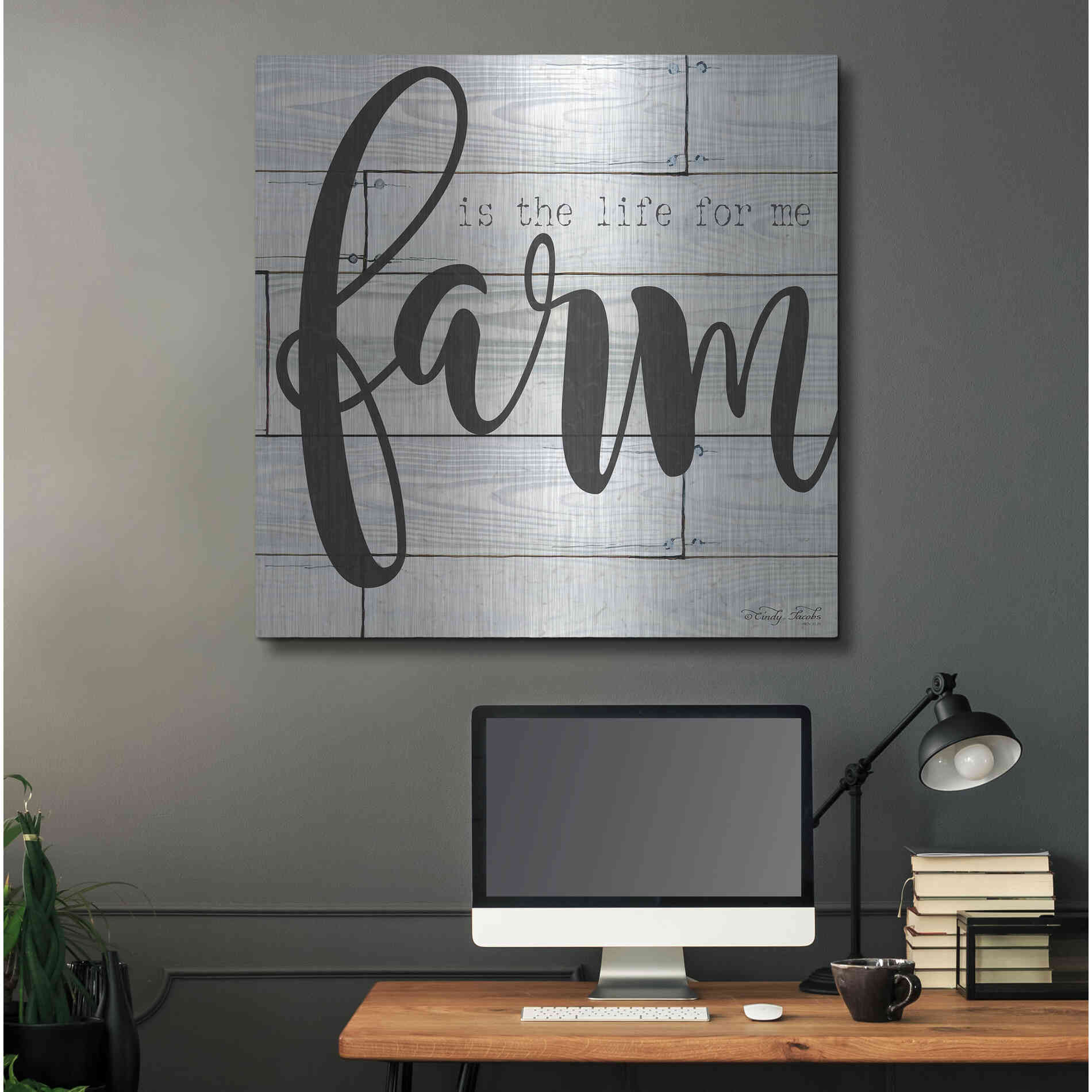 Luxe Metal Art 'Farm is the Life for Me' by Cindy Jacobs, Metal Wall Art,36x36