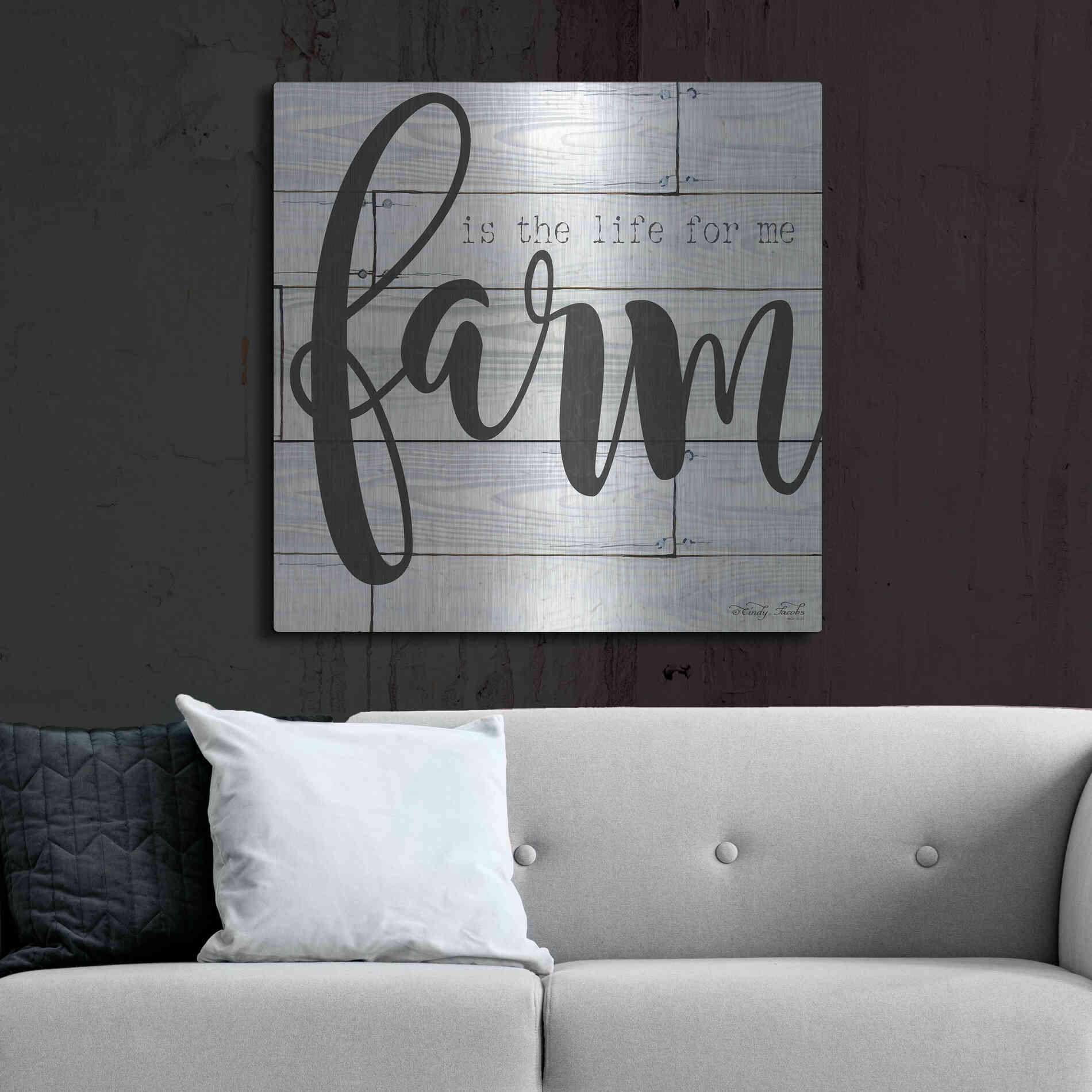 Luxe Metal Art 'Farm is the Life for Me' by Cindy Jacobs, Metal Wall Art,36x36