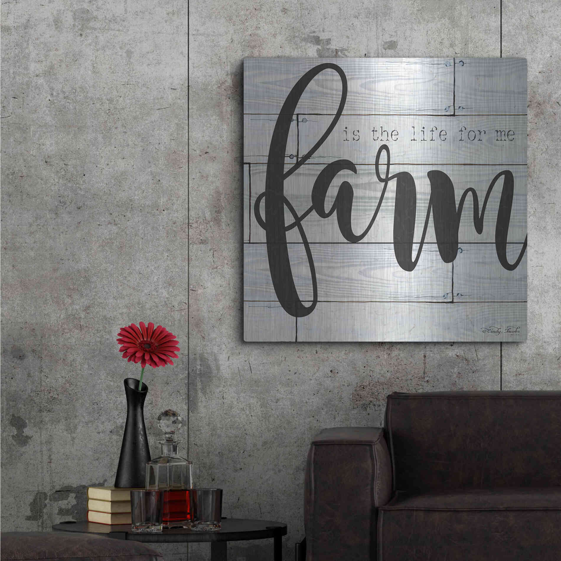 Luxe Metal Art 'Farm is the Life for Me' by Cindy Jacobs, Metal Wall Art,36x36
