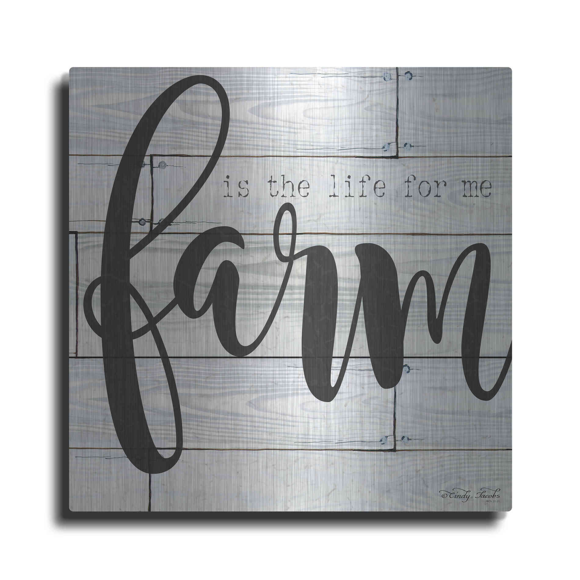 Luxe Metal Art 'Farm is the Life for Me' by Cindy Jacobs, Metal Wall Art