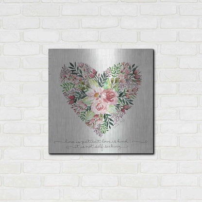 Luxe Metal Art 'Love is Patient Flower Heart' by Cindy Jacobs, Metal Wall Art,24x24