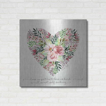 Luxe Metal Art 'Love is Patient Flower Heart' by Cindy Jacobs, Metal Wall Art,36x36