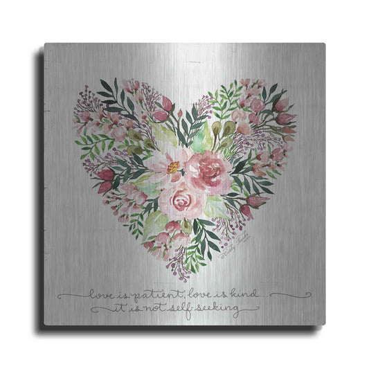 Luxe Metal Art 'Love is Patient Flower Heart' by Cindy Jacobs, Metal Wall Art