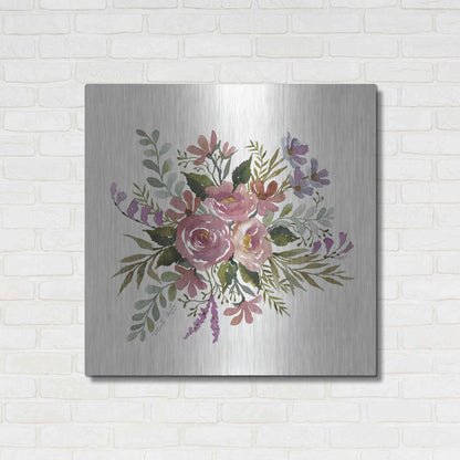 Luxe Metal Art 'Floral Spray I' by Cindy Jacobs, Metal Wall Art,36x36