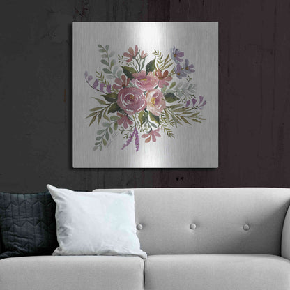 Luxe Metal Art 'Floral Spray I' by Cindy Jacobs, Metal Wall Art,36x36