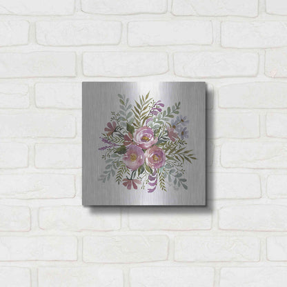 Luxe Metal Art 'Floral Spray II' by Cindy Jacobs, Metal Wall Art,12x12