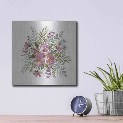 Luxe Metal Art 'Floral Spray II' by Cindy Jacobs, Metal Wall Art,12x12