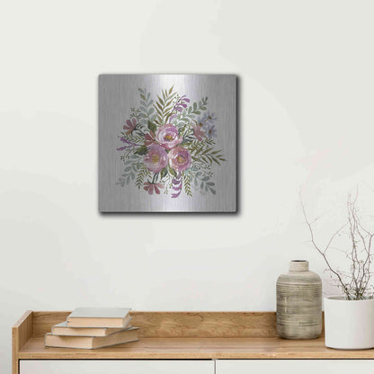 Luxe Metal Art 'Floral Spray II' by Cindy Jacobs, Metal Wall Art,12x12