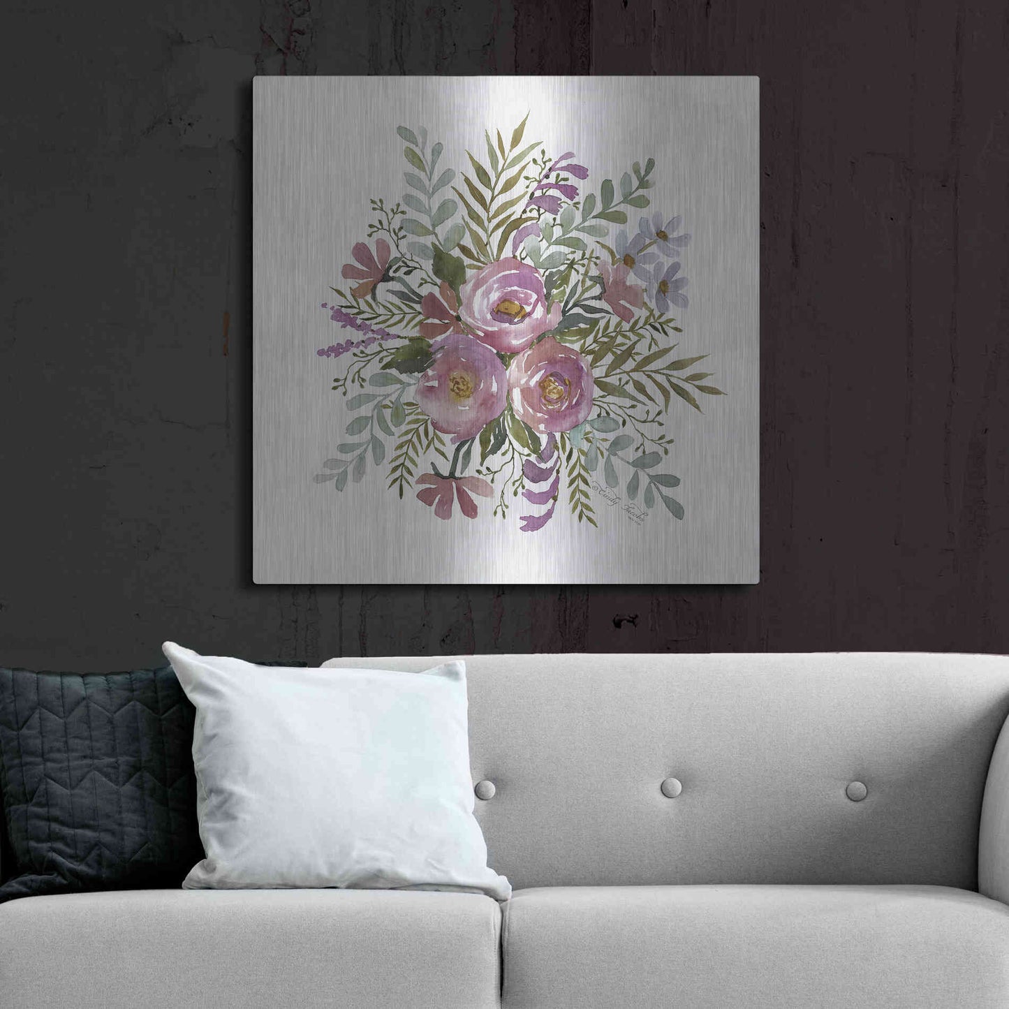 Luxe Metal Art 'Floral Spray II' by Cindy Jacobs, Metal Wall Art,36x36