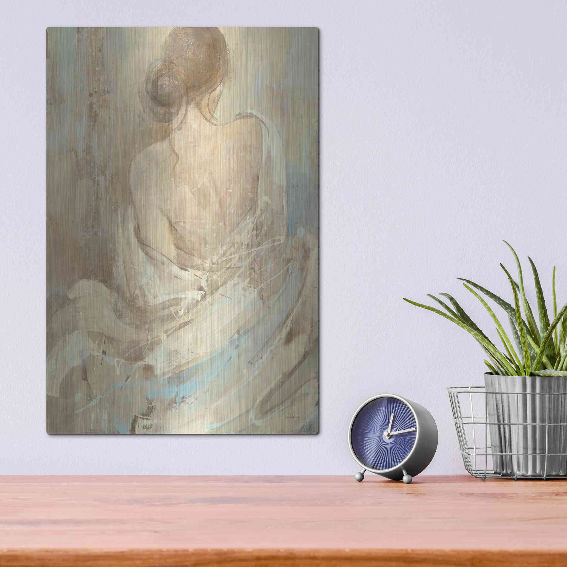 Luxe Metal Art 'Abstract Figure Study I' by Albena Hristova, Metal Wall Art,12x16