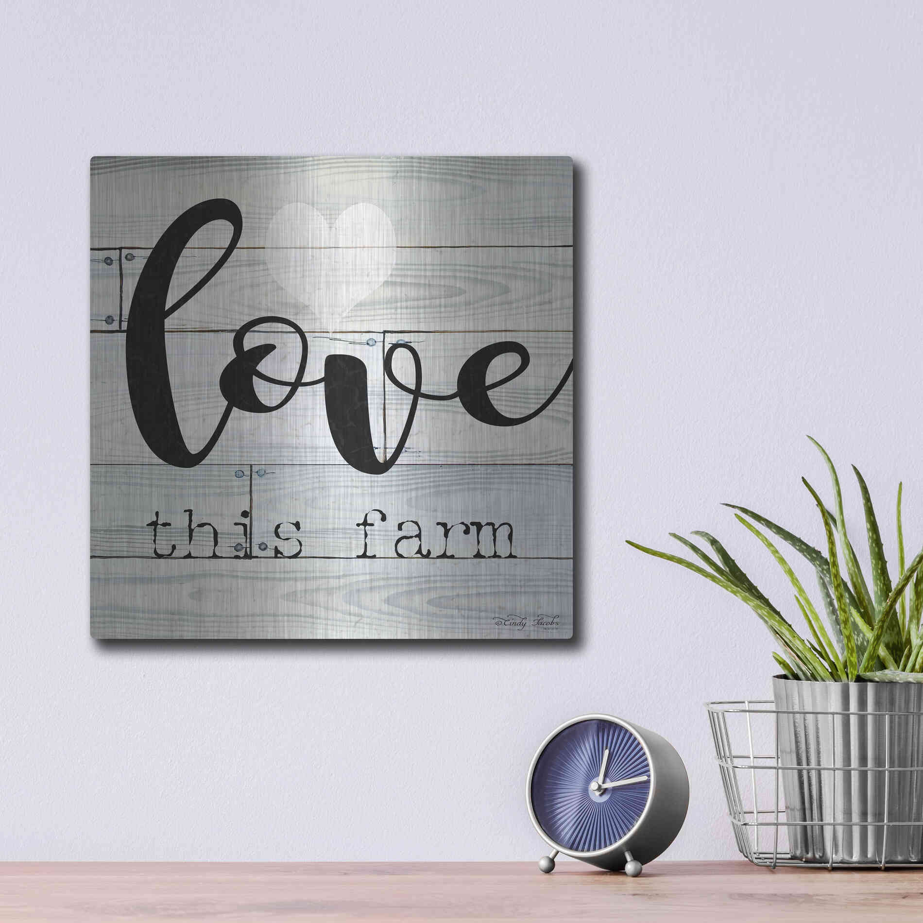 Luxe Metal Art 'Love This Farm' by Cindy Jacobs, Metal Wall Art,12x12