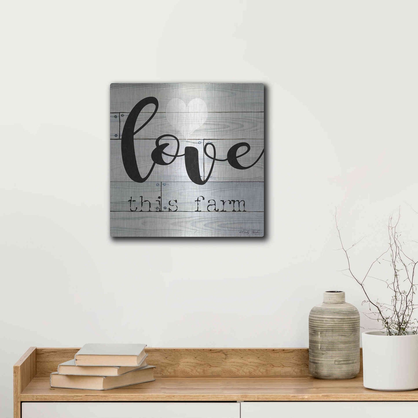 Luxe Metal Art 'Love This Farm' by Cindy Jacobs, Metal Wall Art,12x12