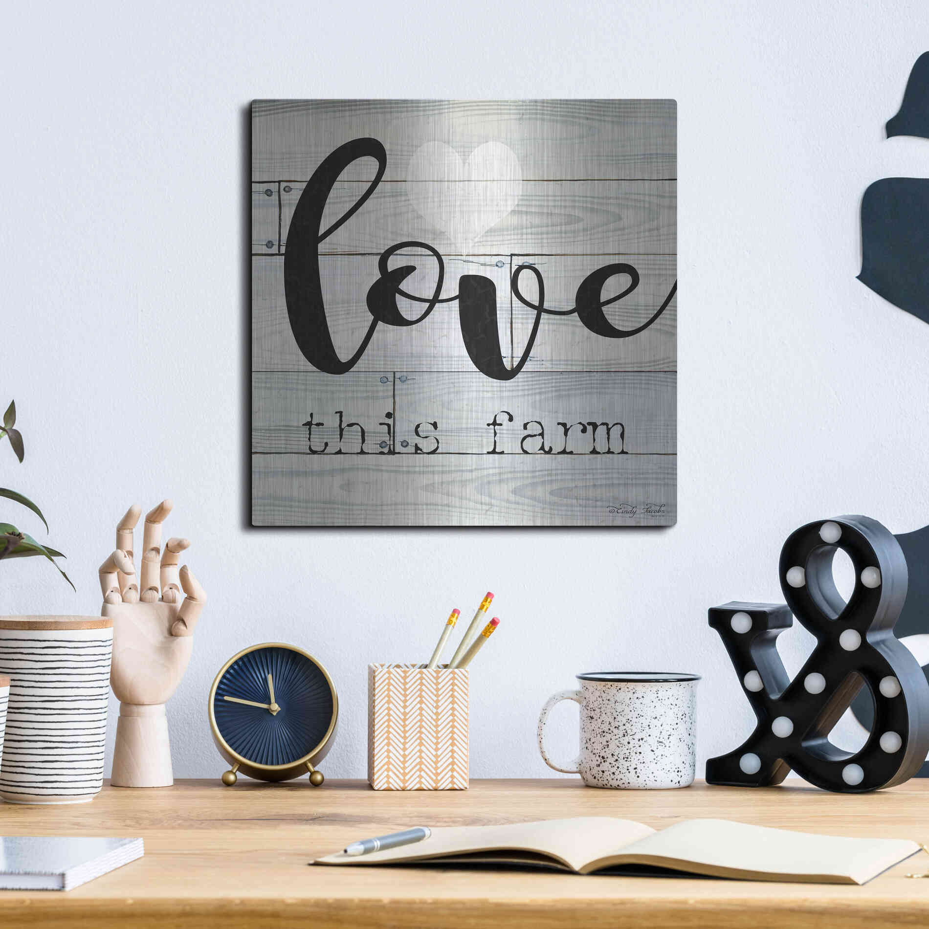 Luxe Metal Art 'Love This Farm' by Cindy Jacobs, Metal Wall Art,12x12