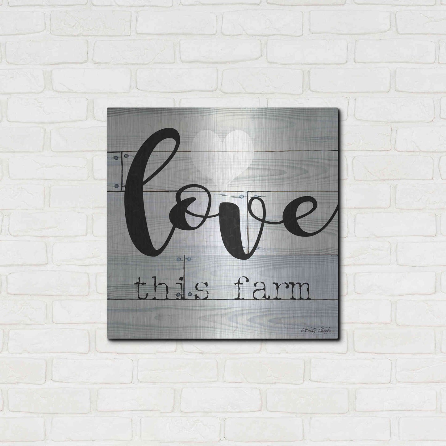 Luxe Metal Art 'Love This Farm' by Cindy Jacobs, Metal Wall Art,24x24