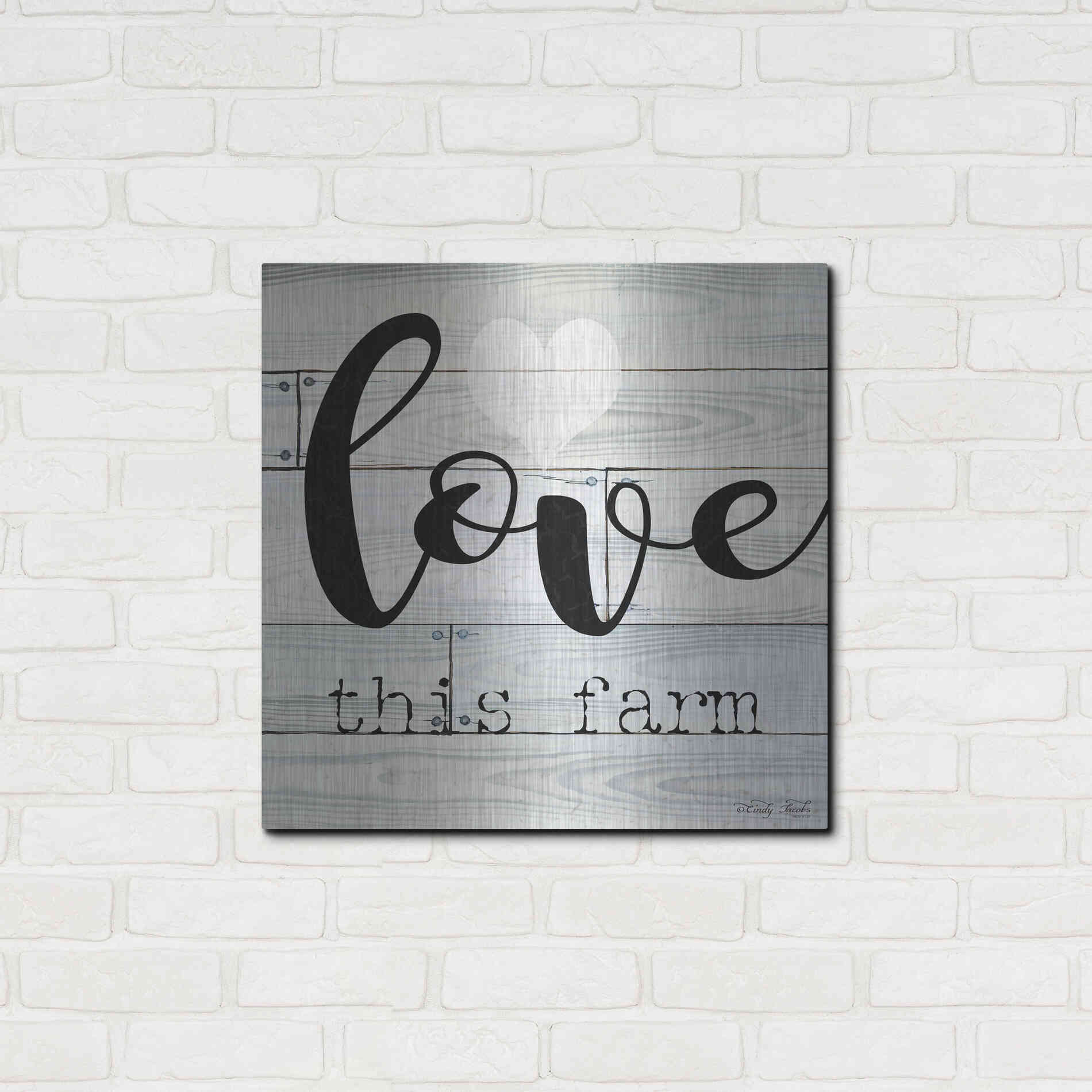 Luxe Metal Art 'Love This Farm' by Cindy Jacobs, Metal Wall Art,24x24