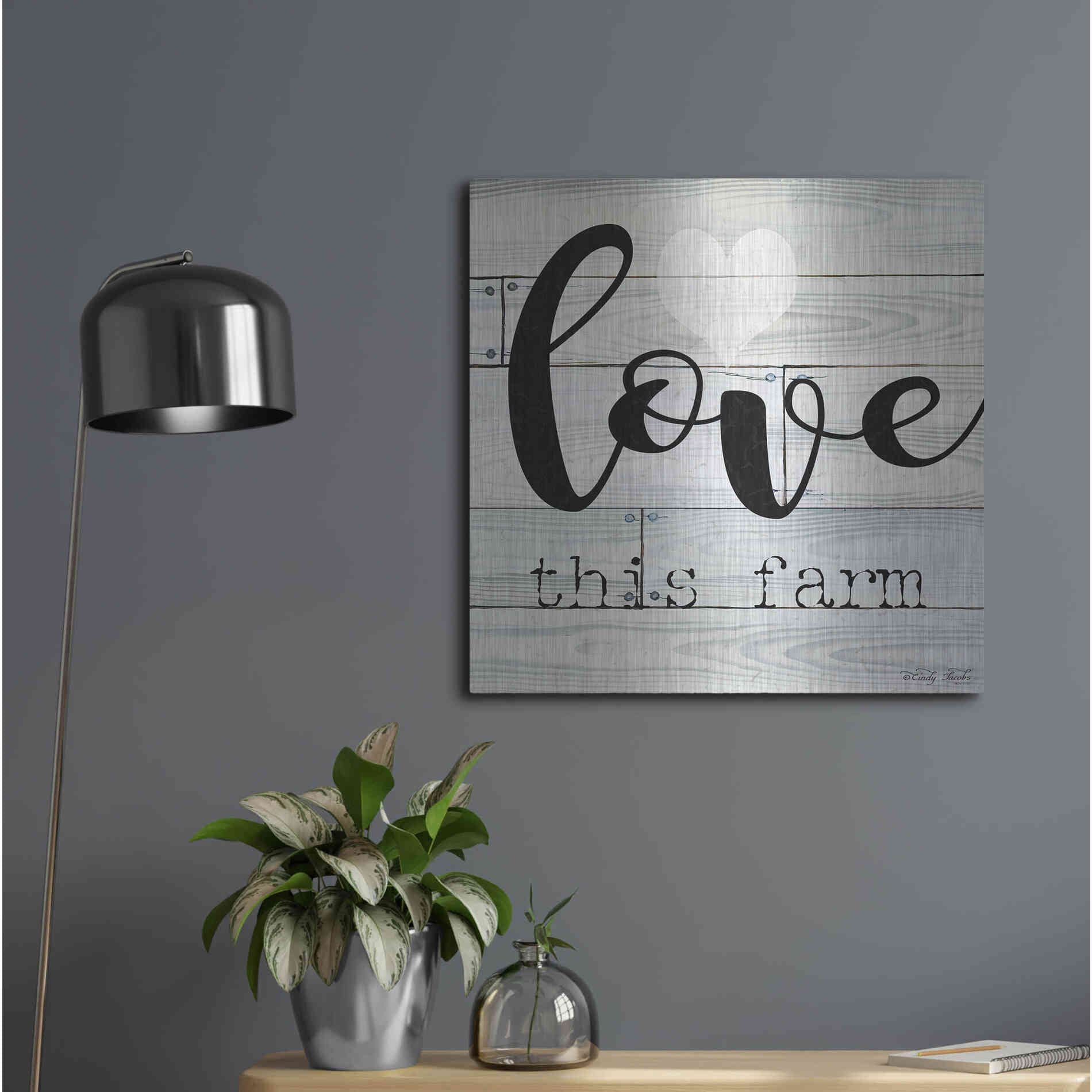 Luxe Metal Art 'Love This Farm' by Cindy Jacobs, Metal Wall Art,24x24