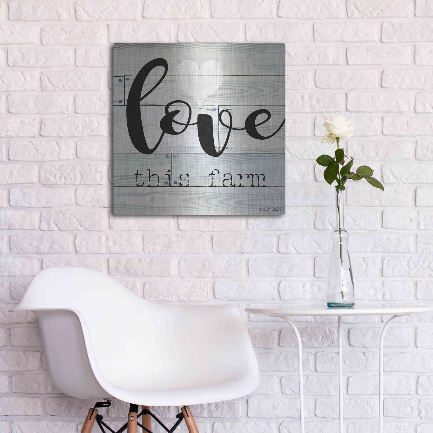 Luxe Metal Art 'Love This Farm' by Cindy Jacobs, Metal Wall Art,24x24