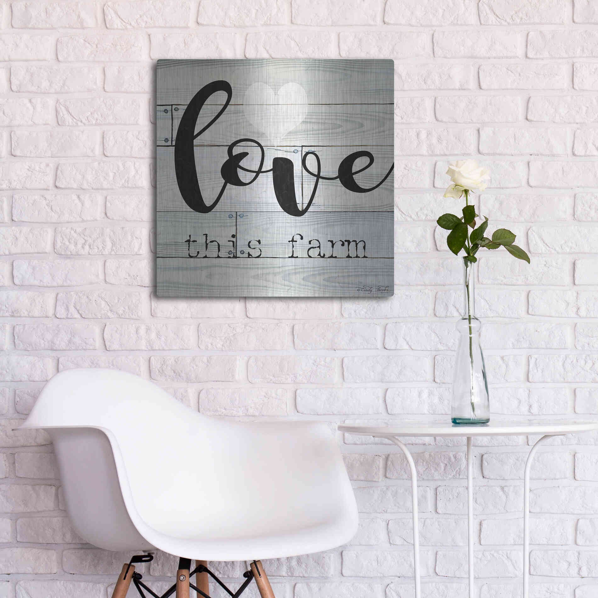 Luxe Metal Art 'Love This Farm' by Cindy Jacobs, Metal Wall Art,24x24