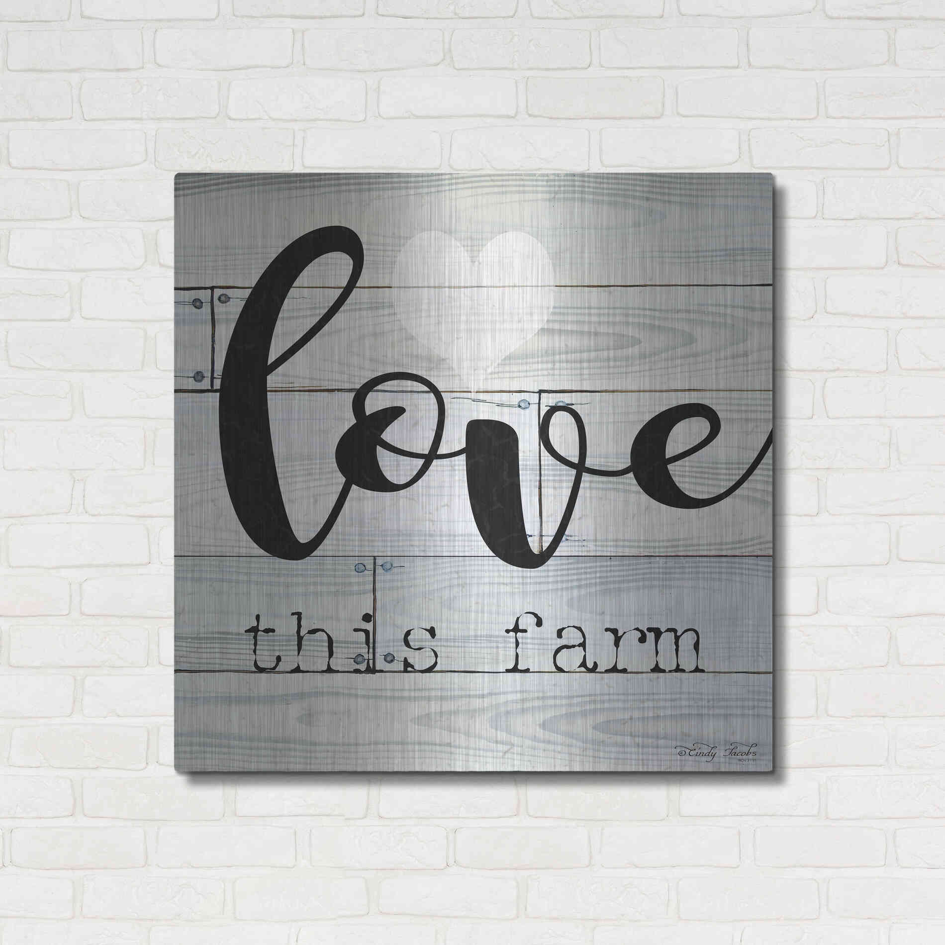 Luxe Metal Art 'Love This Farm' by Cindy Jacobs, Metal Wall Art,36x36