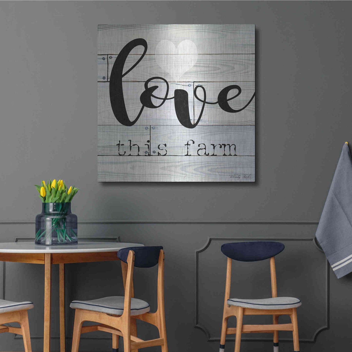 Luxe Metal Art 'Love This Farm' by Cindy Jacobs, Metal Wall Art,36x36