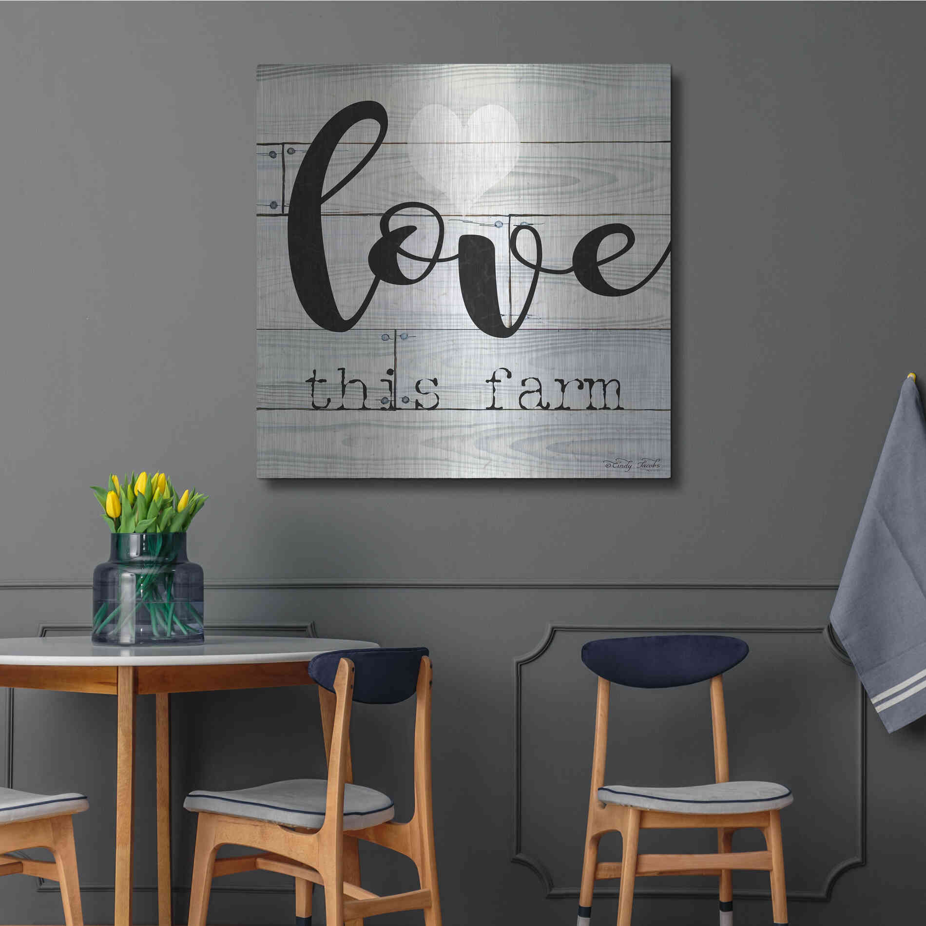 Luxe Metal Art 'Love This Farm' by Cindy Jacobs, Metal Wall Art,36x36