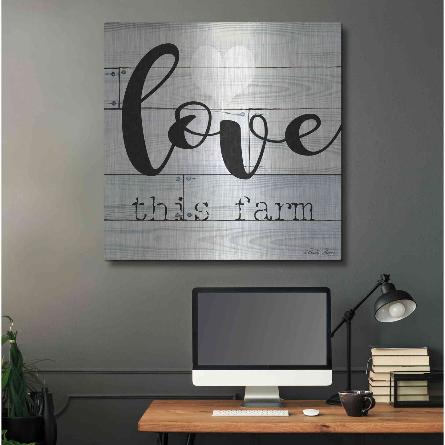 Luxe Metal Art 'Love This Farm' by Cindy Jacobs, Metal Wall Art,36x36