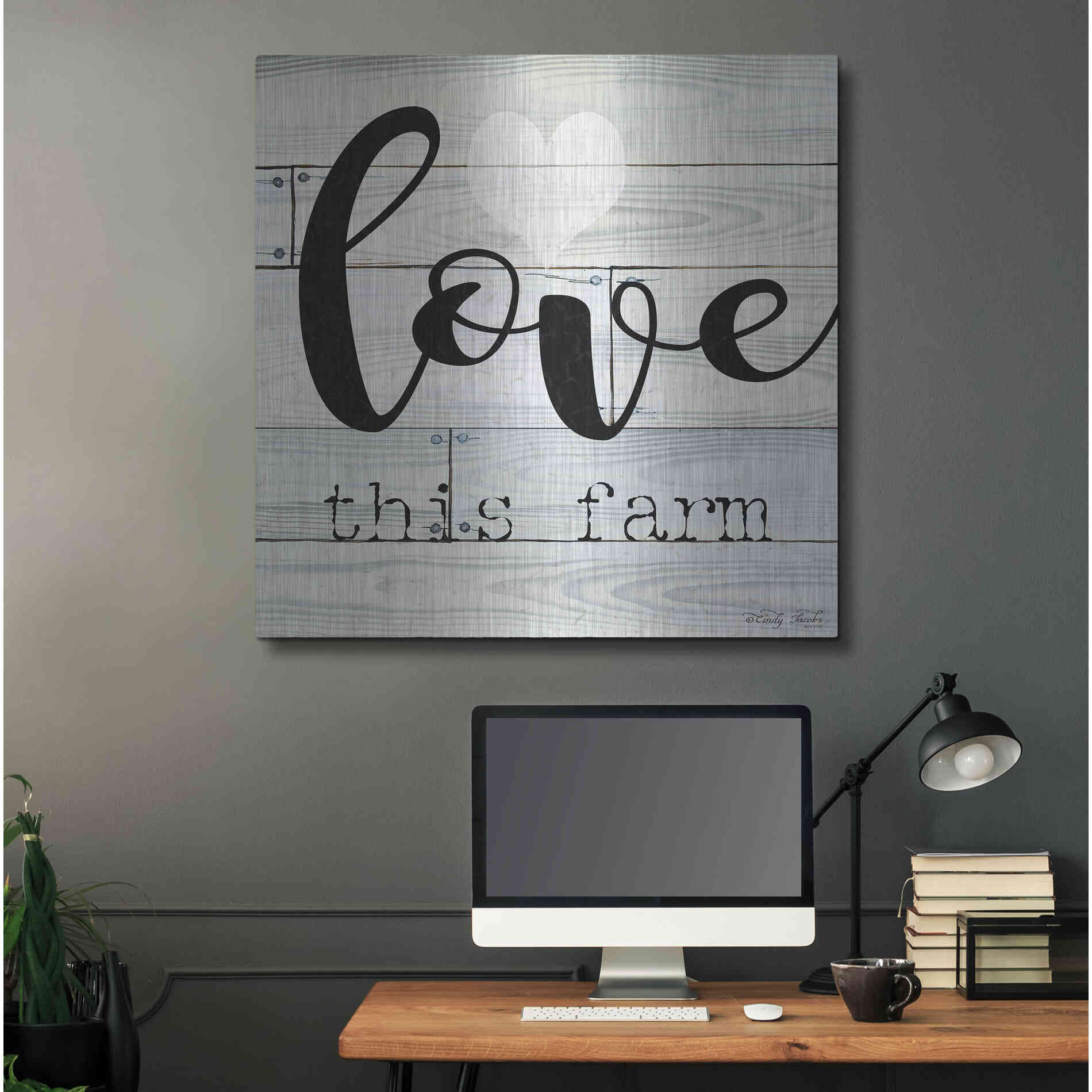 Luxe Metal Art 'Love This Farm' by Cindy Jacobs, Metal Wall Art,36x36