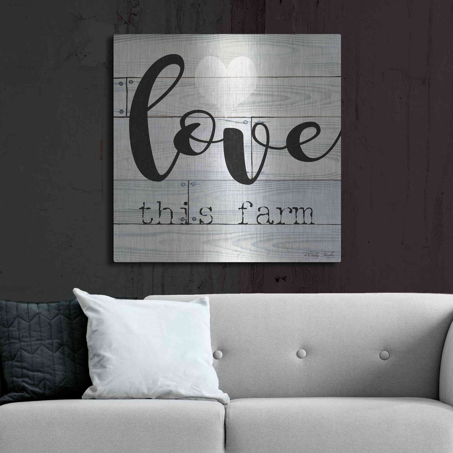 Luxe Metal Art 'Love This Farm' by Cindy Jacobs, Metal Wall Art,36x36