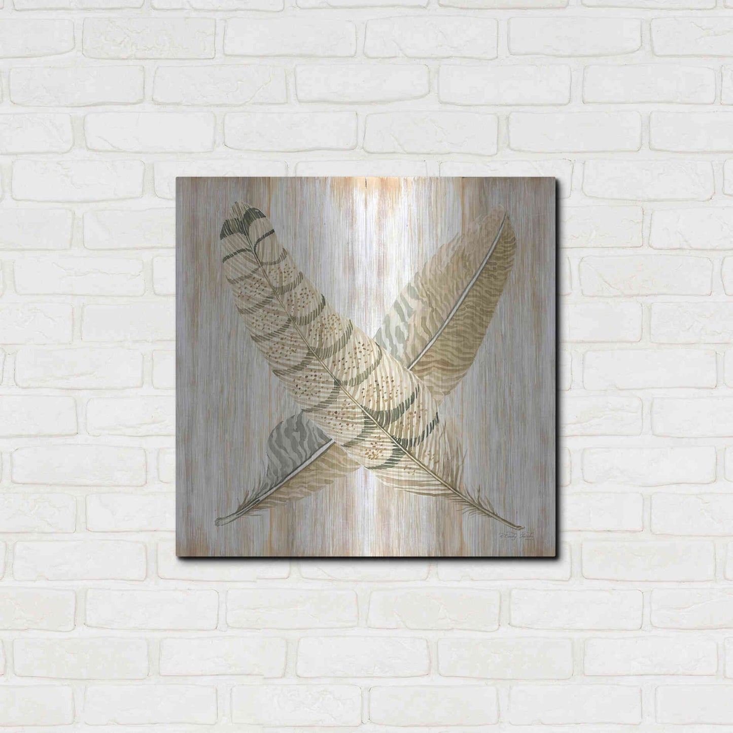 Luxe Metal Art 'Feathers Crossed I' by Cindy Jacobs, Metal Wall Art,24x24