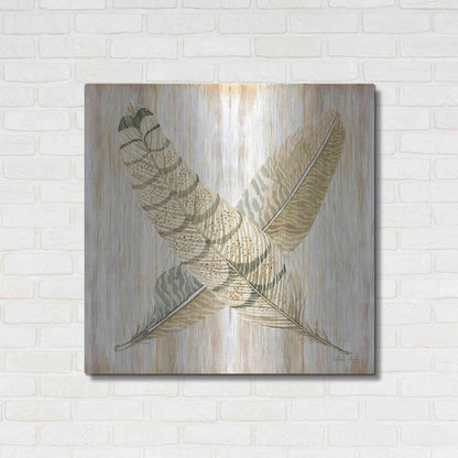 Luxe Metal Art 'Feathers Crossed I' by Cindy Jacobs, Metal Wall Art,36x36