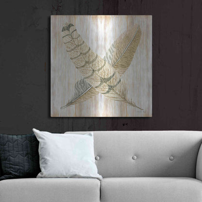 Luxe Metal Art 'Feathers Crossed I' by Cindy Jacobs, Metal Wall Art,36x36