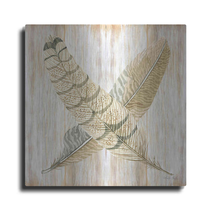 Luxe Metal Art 'Feathers Crossed I' by Cindy Jacobs, Metal Wall Art