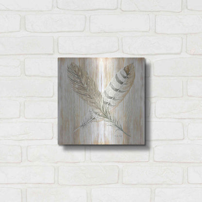 Luxe Metal Art 'Feathers Crossed II' by Cindy Jacobs, Metal Wall Art,12x12