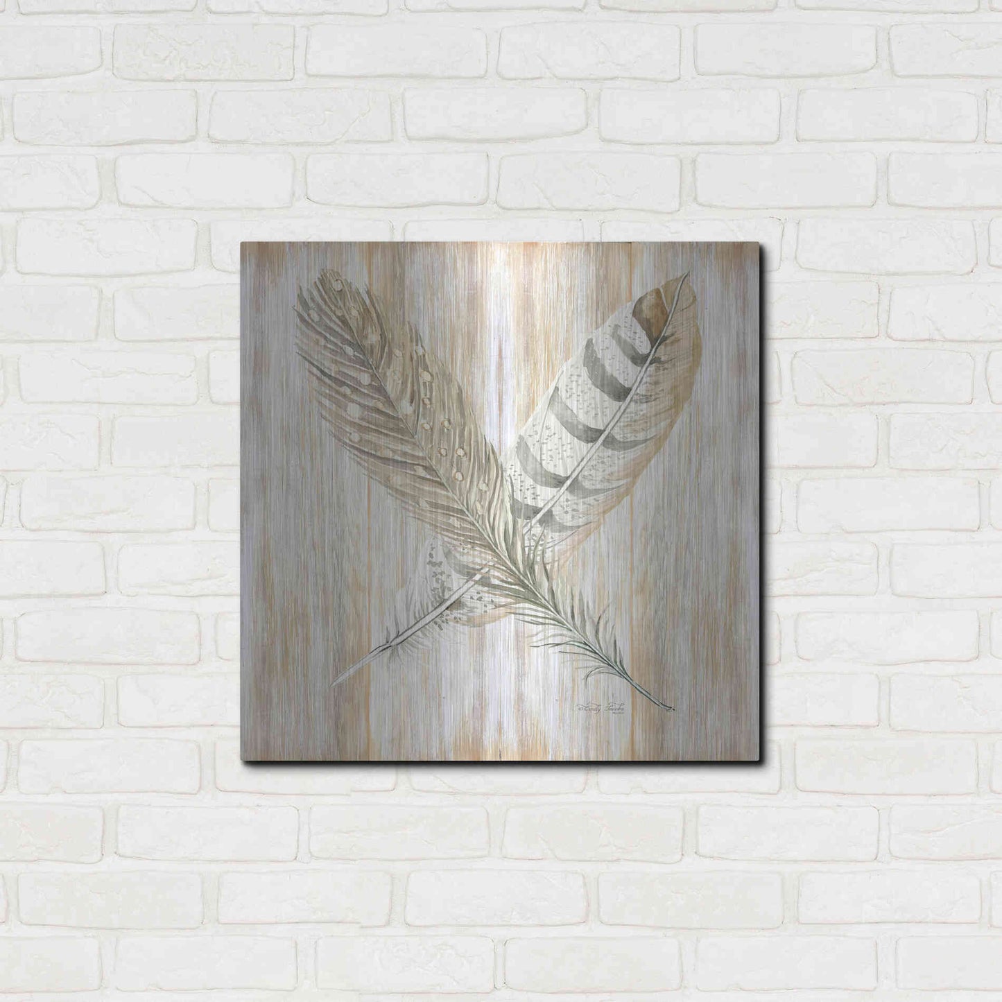 Luxe Metal Art 'Feathers Crossed II' by Cindy Jacobs, Metal Wall Art,24x24