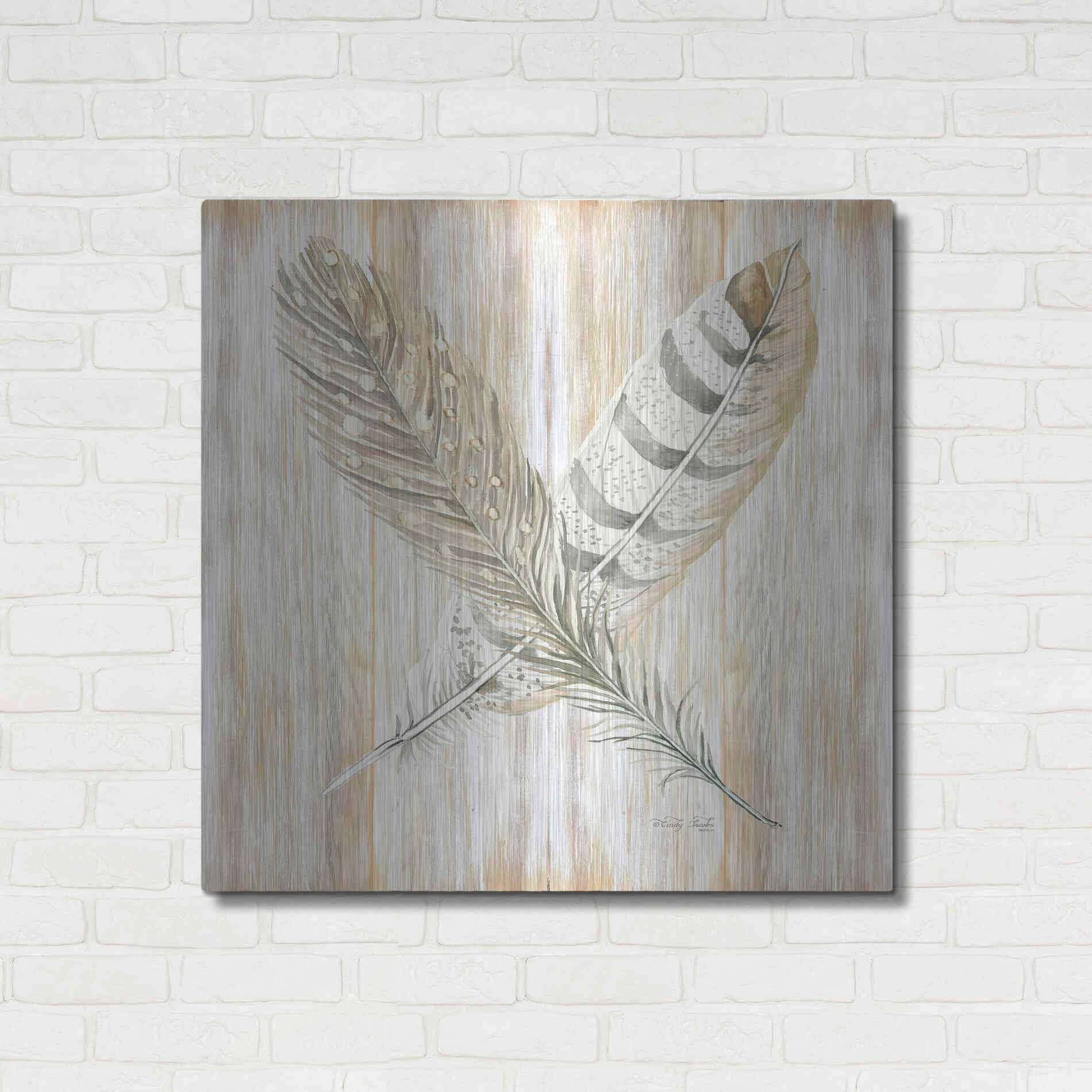Luxe Metal Art 'Feathers Crossed II' by Cindy Jacobs, Metal Wall Art,36x36