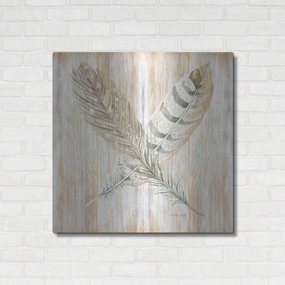 Luxe Metal Art 'Feathers Crossed II' by Cindy Jacobs, Metal Wall Art,36x36