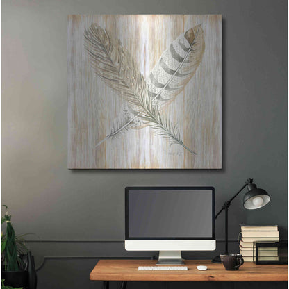 Luxe Metal Art 'Feathers Crossed II' by Cindy Jacobs, Metal Wall Art,36x36
