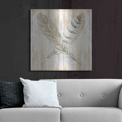 Luxe Metal Art 'Feathers Crossed II' by Cindy Jacobs, Metal Wall Art,36x36