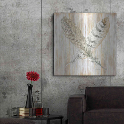 Luxe Metal Art 'Feathers Crossed II' by Cindy Jacobs, Metal Wall Art,36x36