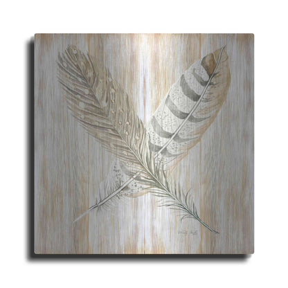 Luxe Metal Art 'Feathers Crossed II' by Cindy Jacobs, Metal Wall Art