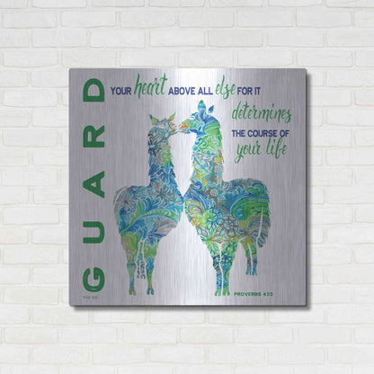 Luxe Metal Art 'Guard Your Heart Llamas' by Cindy Jacobs, Metal Wall Art,36x36