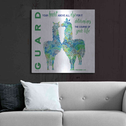Luxe Metal Art 'Guard Your Heart Llamas' by Cindy Jacobs, Metal Wall Art,36x36