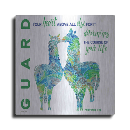 Luxe Metal Art 'Guard Your Heart Llamas' by Cindy Jacobs, Metal Wall Art